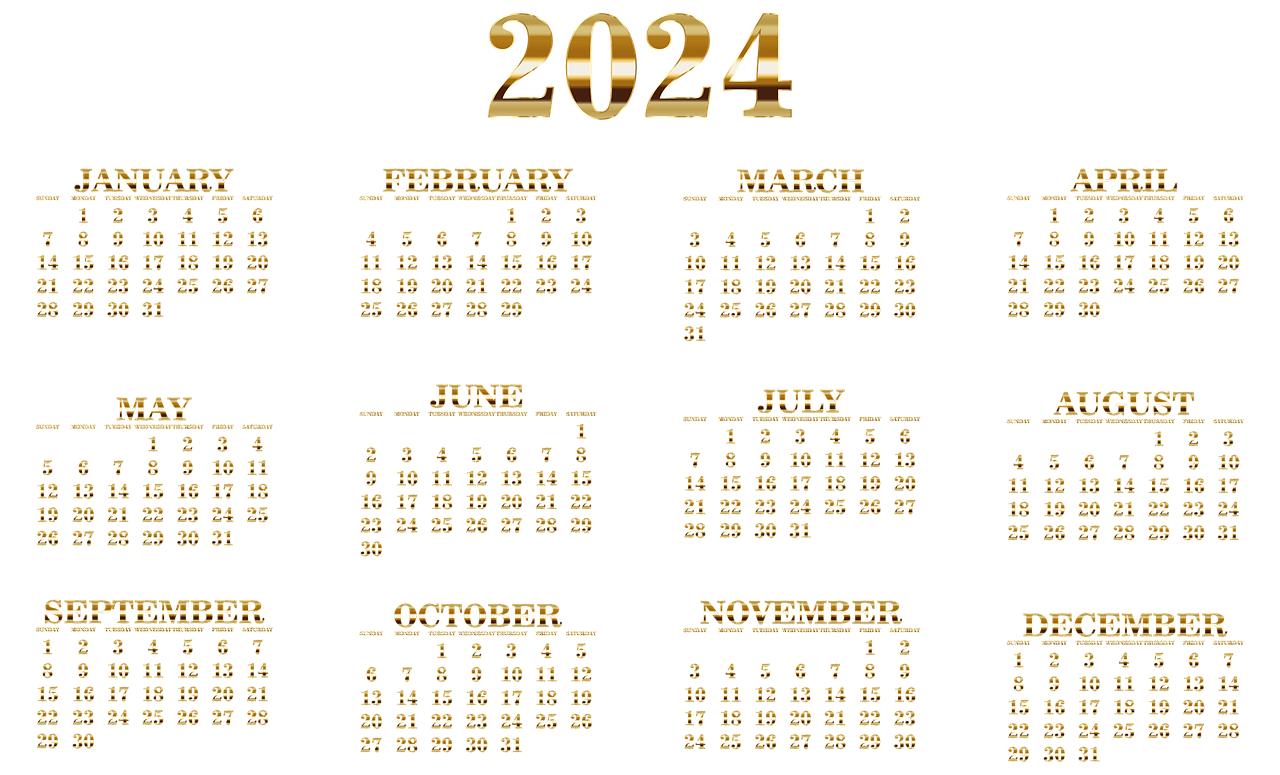 2024-es szabadnapok, hosszúhétvégék